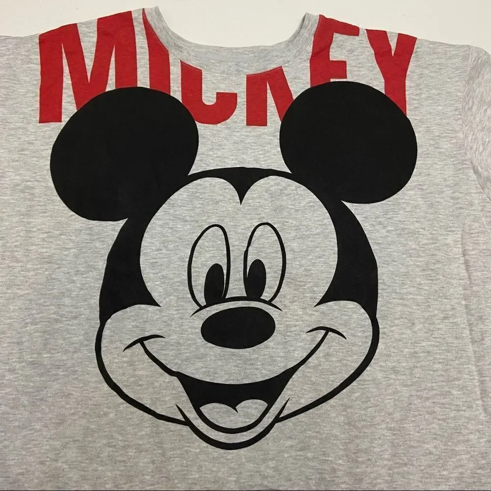Disney Mickey Mouse Heather Gray Crew Neck Sweatshirt